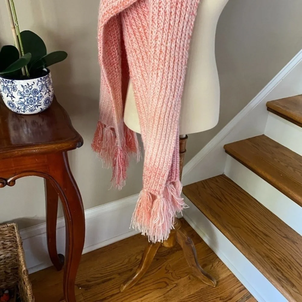 Anthropologie Pink Fringe Cozy Scarf
